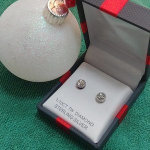 Sterling Silver diamond earrings